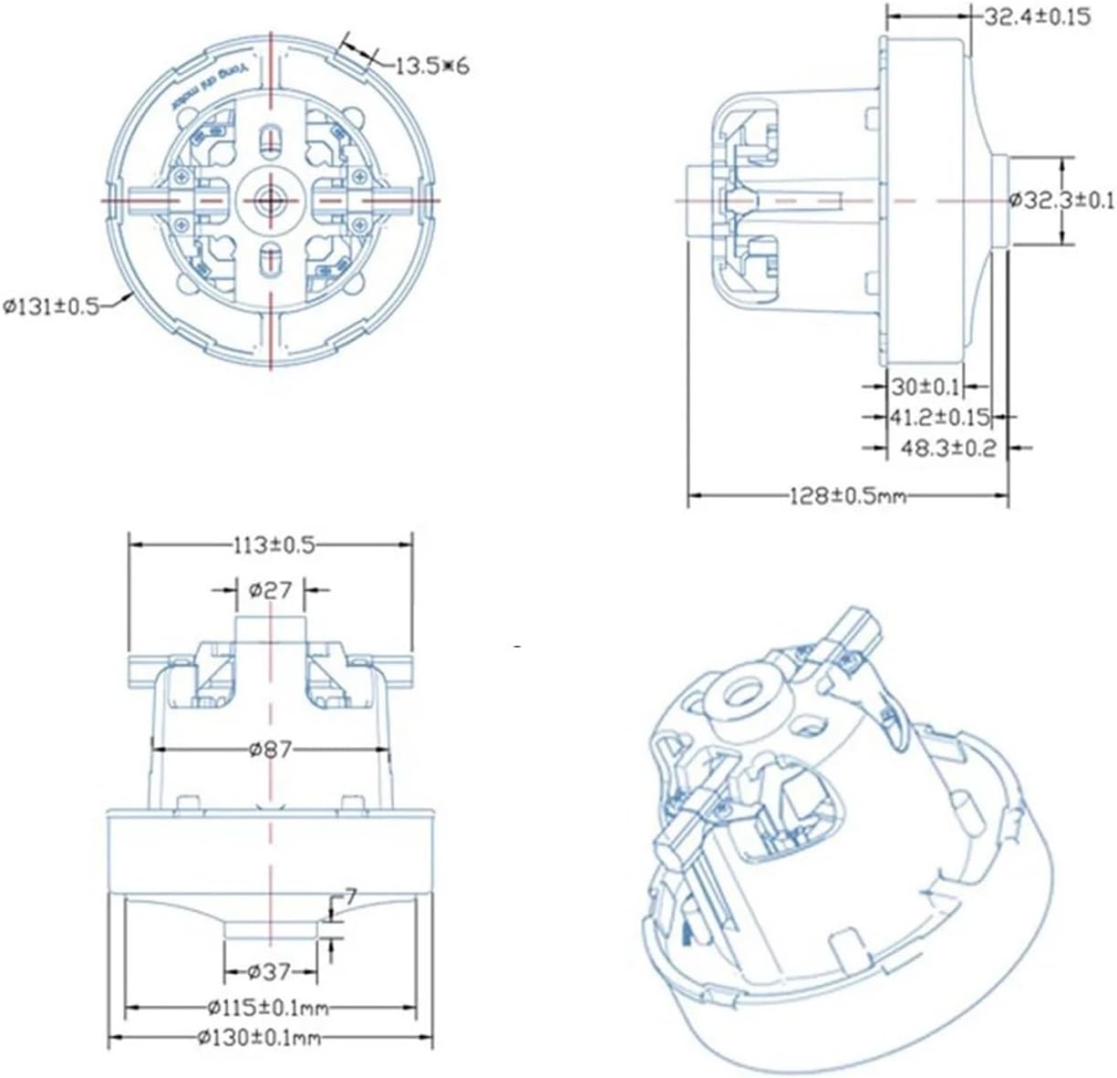 Suction Motor，Compatible For KARCHER BV5 T12/1 T15 T17 T10，230V 1200W Vacuum Cleaner Replacement
