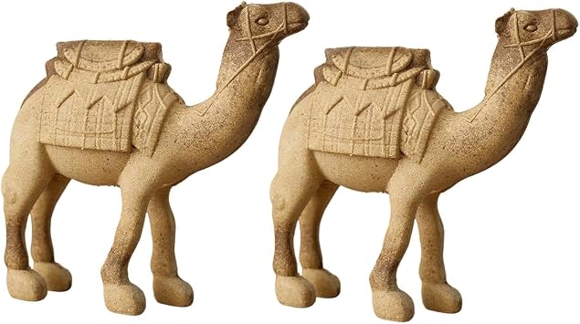 HouseVibe 2Pcs Wooden Animal Figurines Unfinished Craft Figures Creative Animal Ornaments Desktop Sculpture for Home Centerpieces Table Decor- Camel