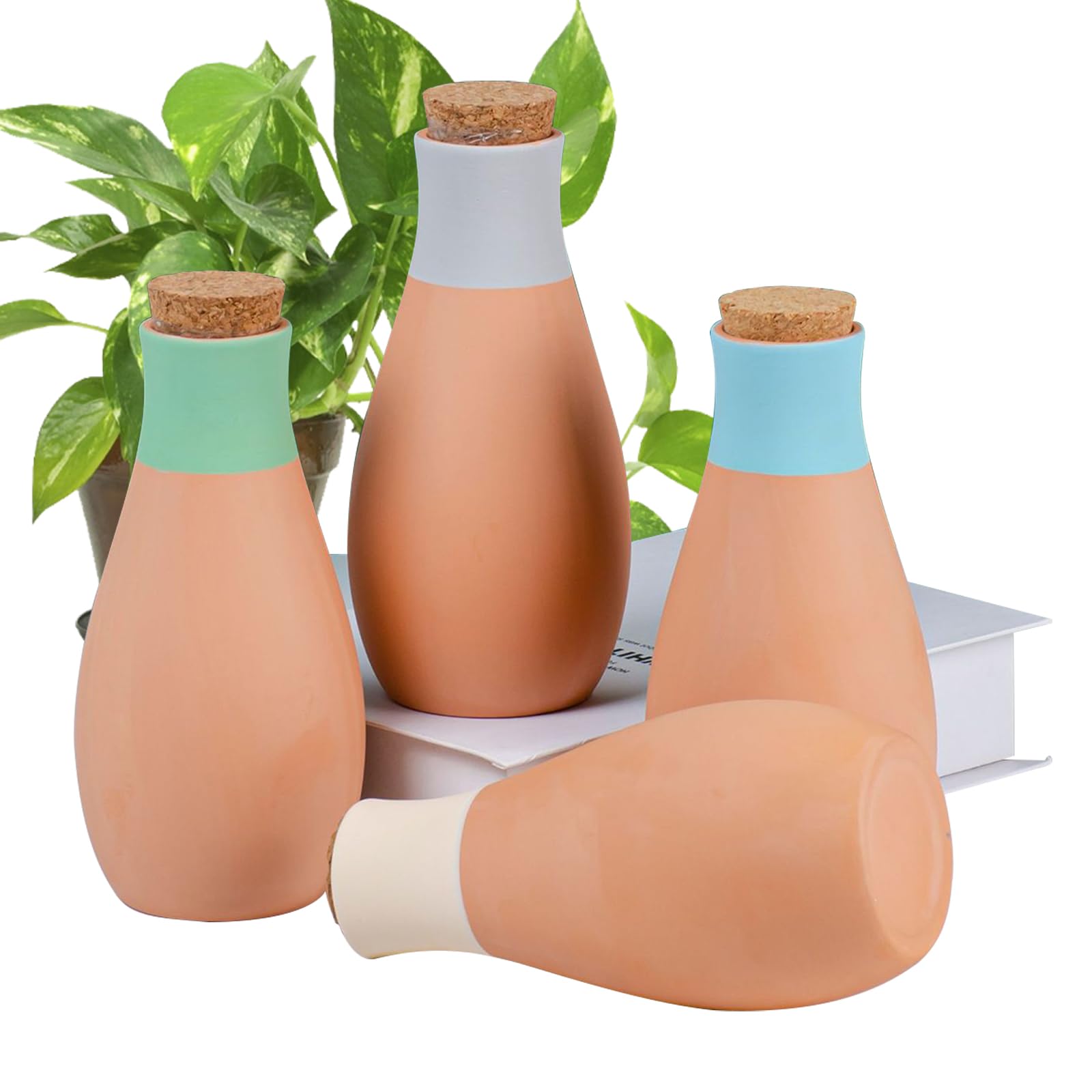 RoseFlower Oyas zur Bewässerung von Zimmerpflanzen, für den Außenbereich, Ollas Terrakotta, Oya, Bewässerung, Pflanzgefäß, Terrakotta-Topf, 4 Stück