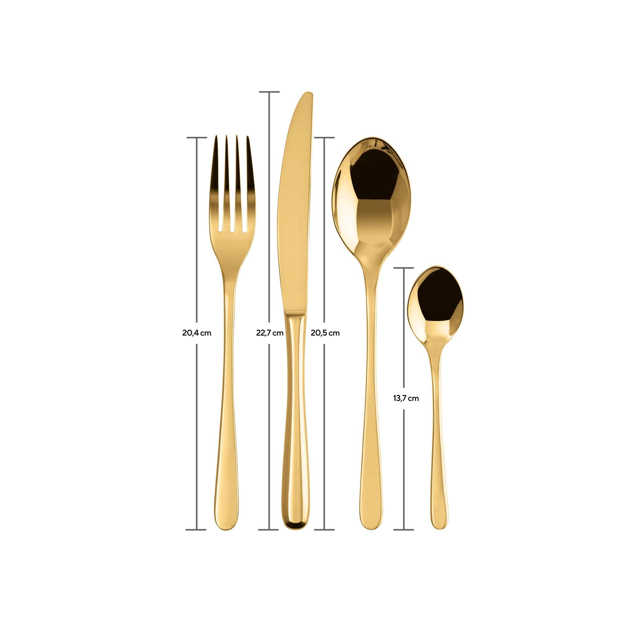 Sambonet - Taste Set di Posate da Tavola per 6 persone, 24 pezzi in Acciaio Inox finitura PVD : 6 forchette, 6 cucchiai, 6 coltelli, 6 cucchiaini da tè, Lavabili in lavastoviglie, Gold