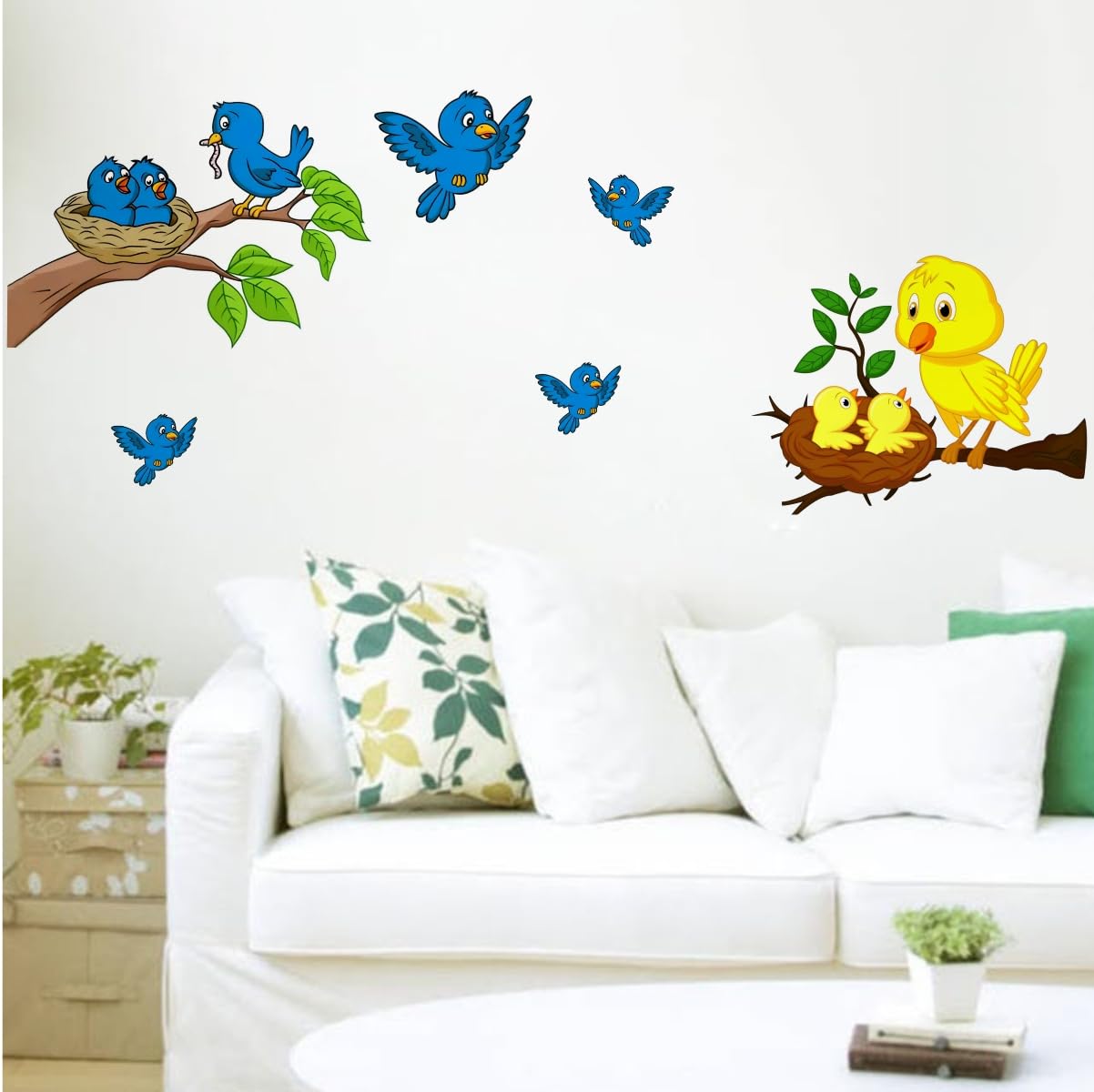 Colorful Bird Nest Wall Stickers - Self Adhesive Decals -3 Colorful Bird Nest Wall Stickers - Self Adhesive Decals -3