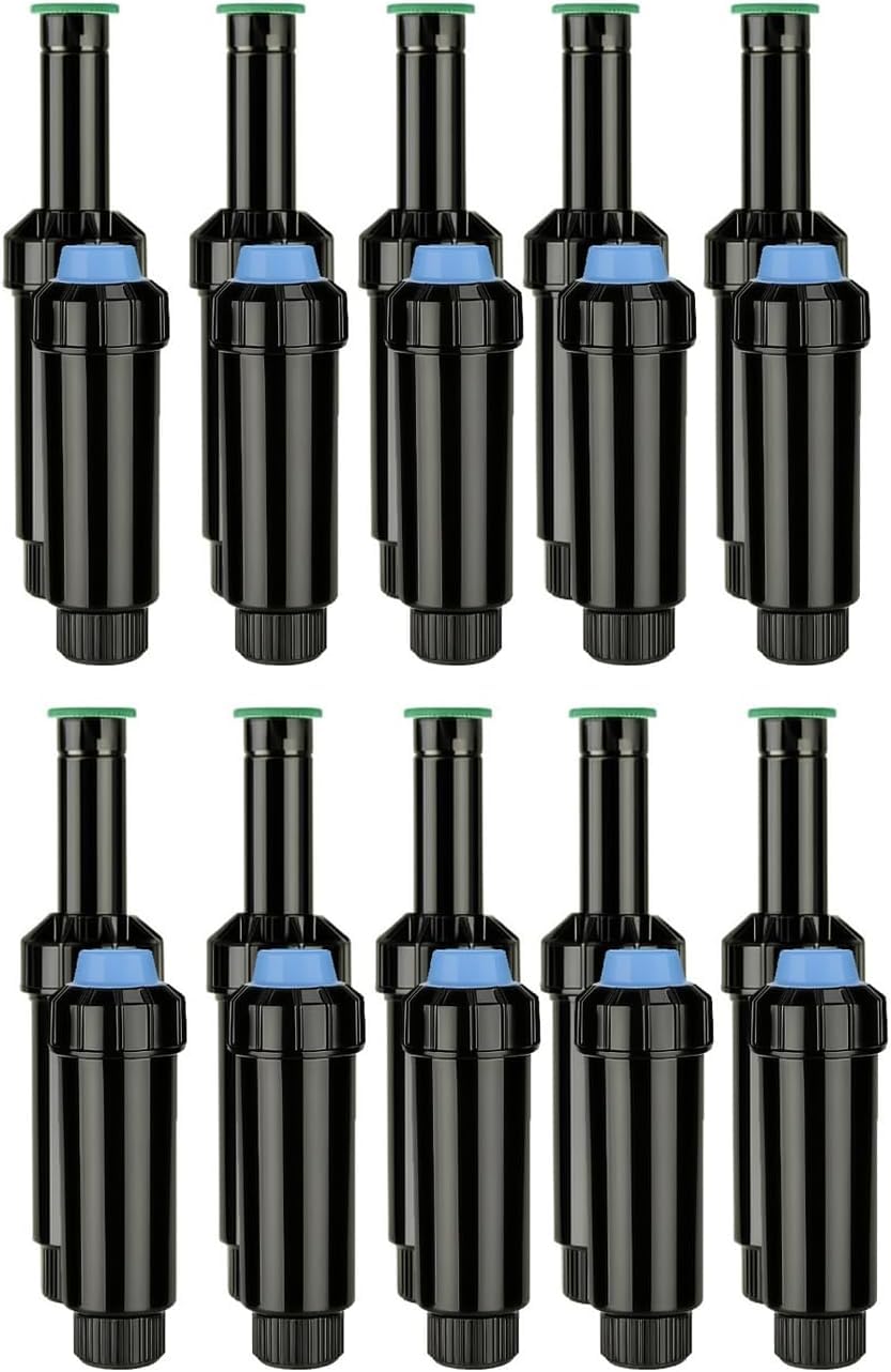 Confezione da 10 diffusori di irrigazione emergente, 5 cm, con ugello KVF-15 K-Rain, irrigatore di portata 4,5 metri, regolabile da 0° a 360°, irrigazione precisa e basso consumo d'acqua, piccoli