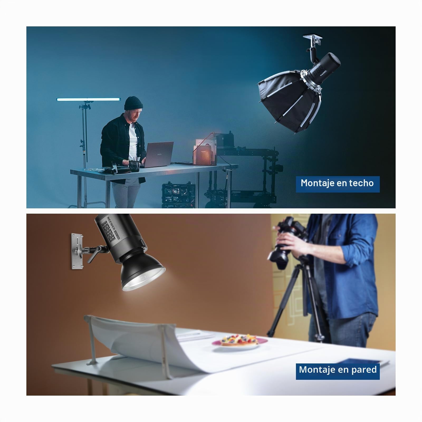 Neewer ST-WM1 - Soporte de Pared para Techo de 3.34 Pulgadas con Rosca de 1/4 Pulgadas y 10 Tornillos, Soporte de Pared para cámara de Estudio fotográfico de fotografía, luz de Video, Flash