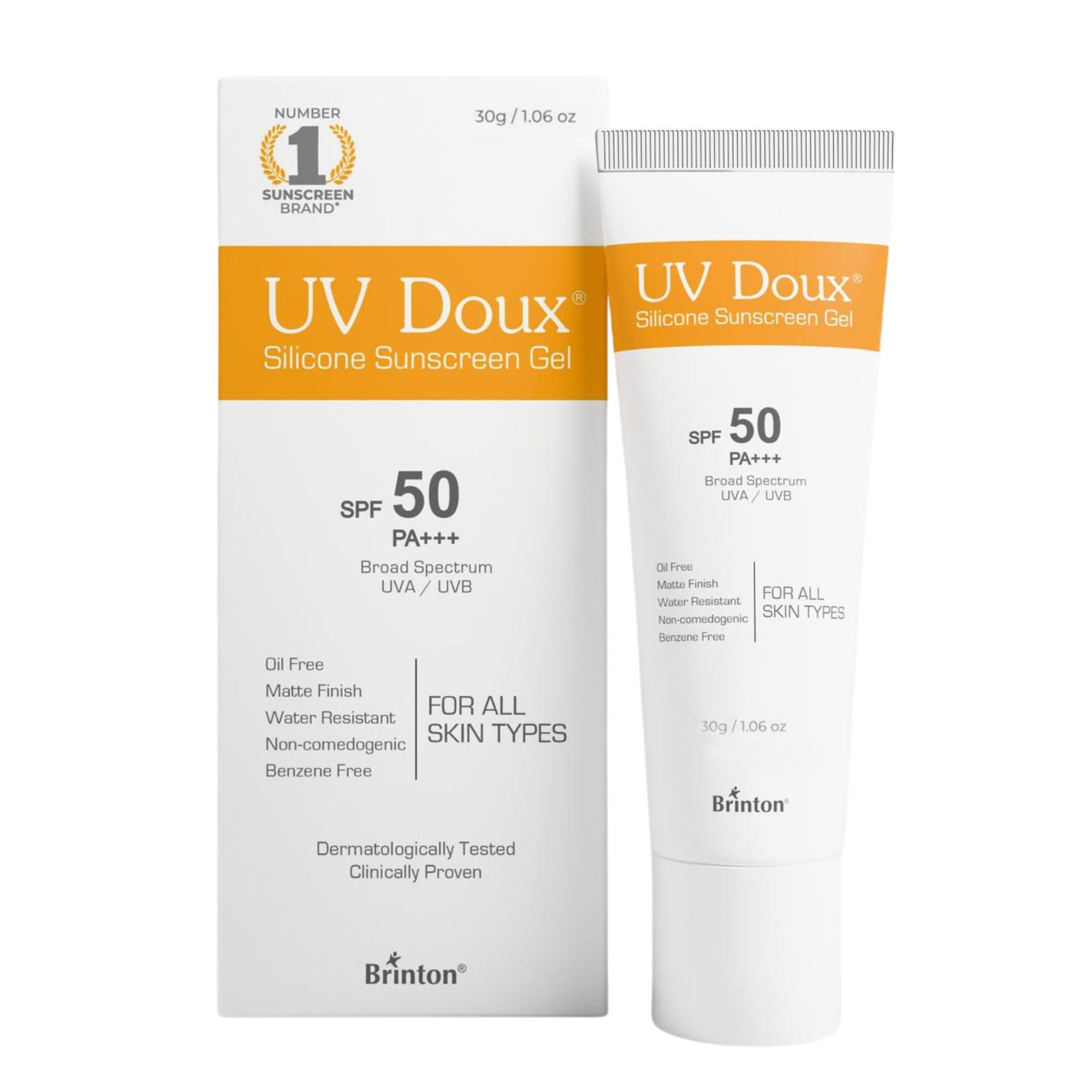 UV Doux Silicone Sunscreen Gel SPF 50 PA+++|India’s No.1 Dermatologist Recommended Brand|Invitro,In-Vivo Tested|UVA/UVB Protection, Benzene Free|No White Cast |Oily & Acne-Prone Skin |30 g