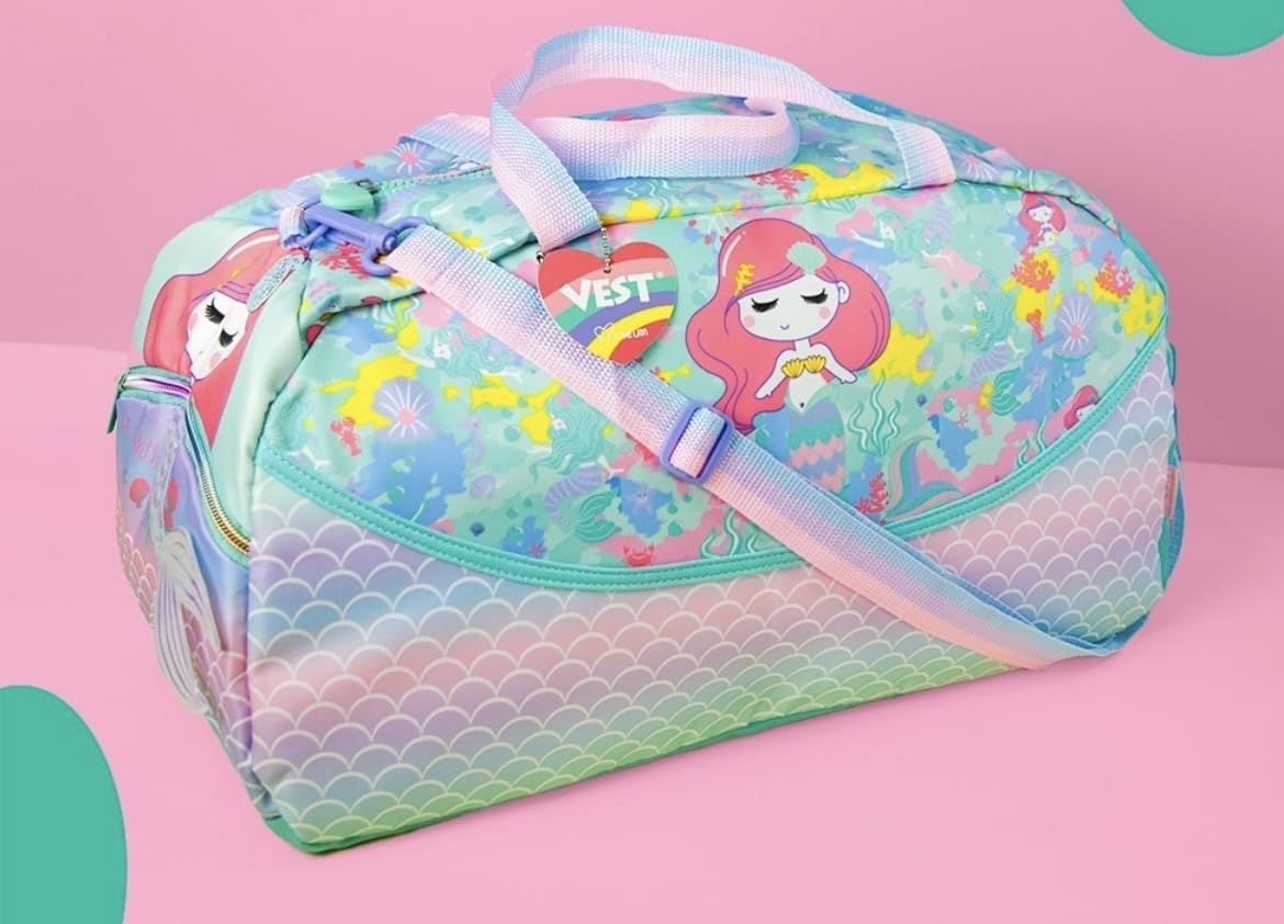 KidsZeeNie® 3D Design Duffle Bag for Kids & Adult| Large Compartment Foldable Luggage with Shoulder Strap | Lightweight Travel & Short Trips Storage Organizer for Women (Mermaid) 3
