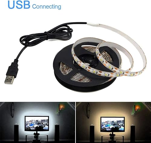 Miniatura 5 de SONGBIRDTH Luces LED - 0.5123416.4 ft DC 5V USB 3528 SMD LED tira de luz armario TV fondo decoración blanco frío 0.5M