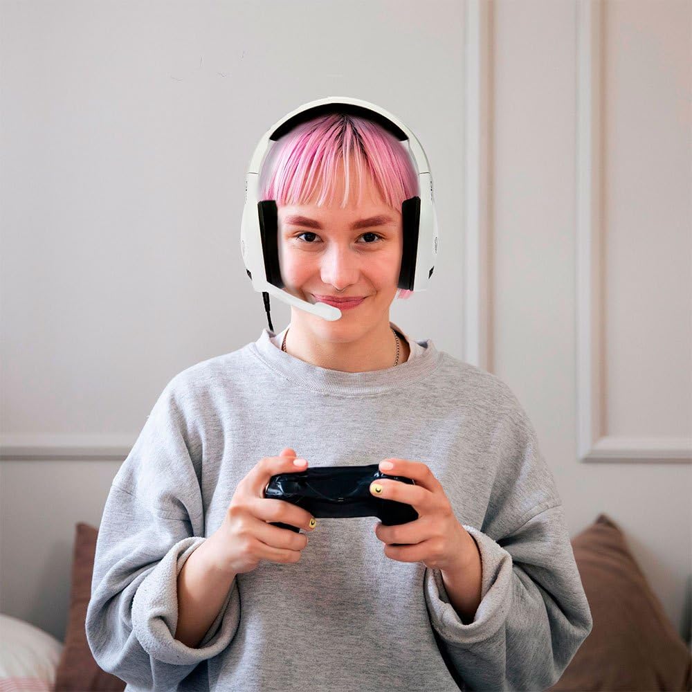 Phoenix Auriculares Gaming PS5, Micrófono Retráctil, Reducción de Ruido, Almohadillas de Espuma de Alta Densidad, Iluminación RGB, Compatible con PC, PS4, Xbox X, Xbox S, Nintendo, Portátil (Blanco)