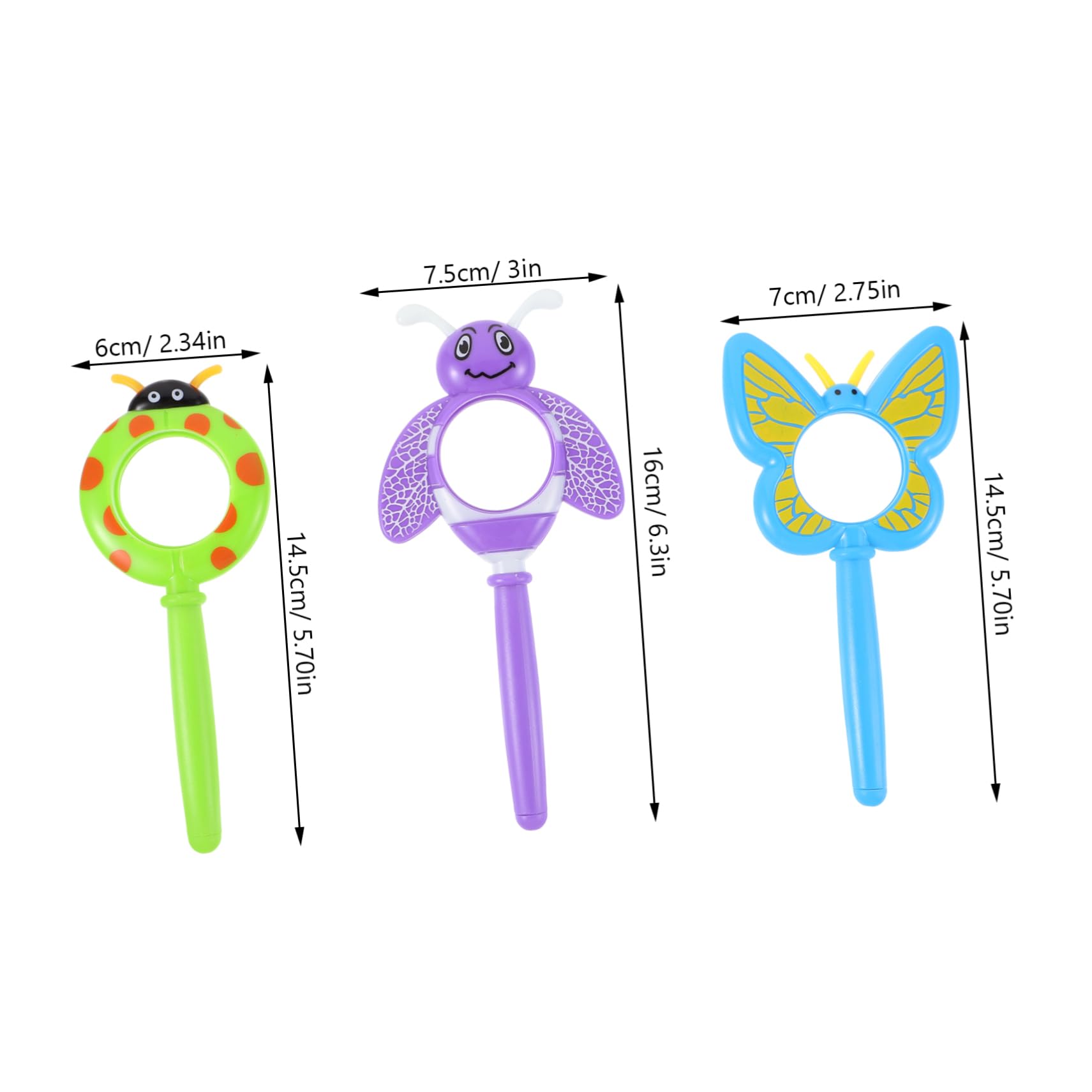 LIOOBO 3Pcs Colorful Plastic Magnifying Glass for Fun Handheld Magnifier for Exploring and Lightweight and Odorless Educational for Boys