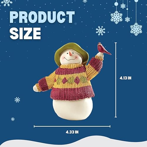 Miniatura 4 de Figura de muñeco de nieve  Bonita estatua de muñeco de nieve de resina de Navidad, decoración de escritorio de Navidad, buenos deseos, regalo (4.13