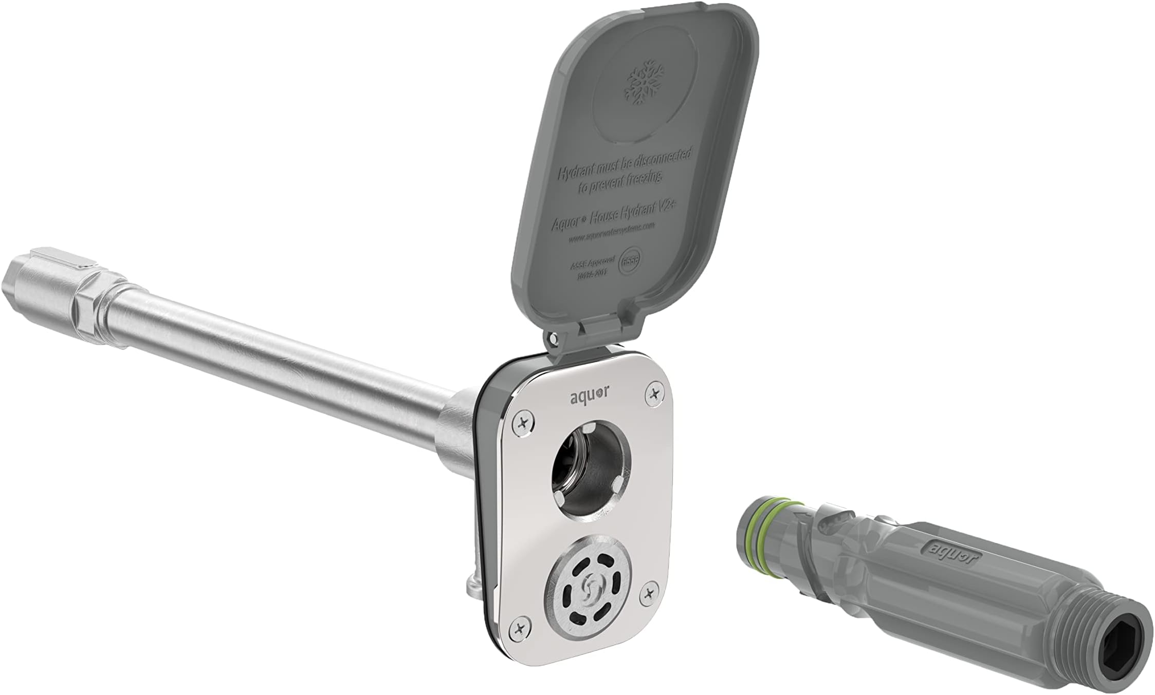 Aquor House Hydrant V2+ Frost-Free Outdoor Faucet with Quick-Connect and Anti-Siphon, 12 inch, Slate Gray