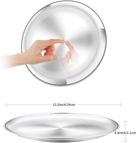 Miniatura 2 de Sartén para pizza, juego de sartenes de acero inoxidable de 13 pulgadas, bandeja grande para horno de pizza para hornear, saludable y resistente,