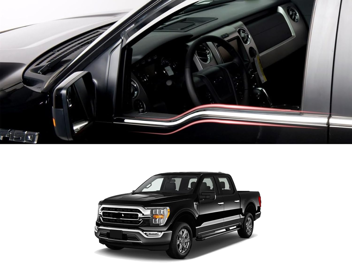 Chrome Window Trim Accents for Ford F-150 2023 2024 Crew Cab, Stainless Steel Accessories Protector Guard Exterior 4pcs Set 2021-2025