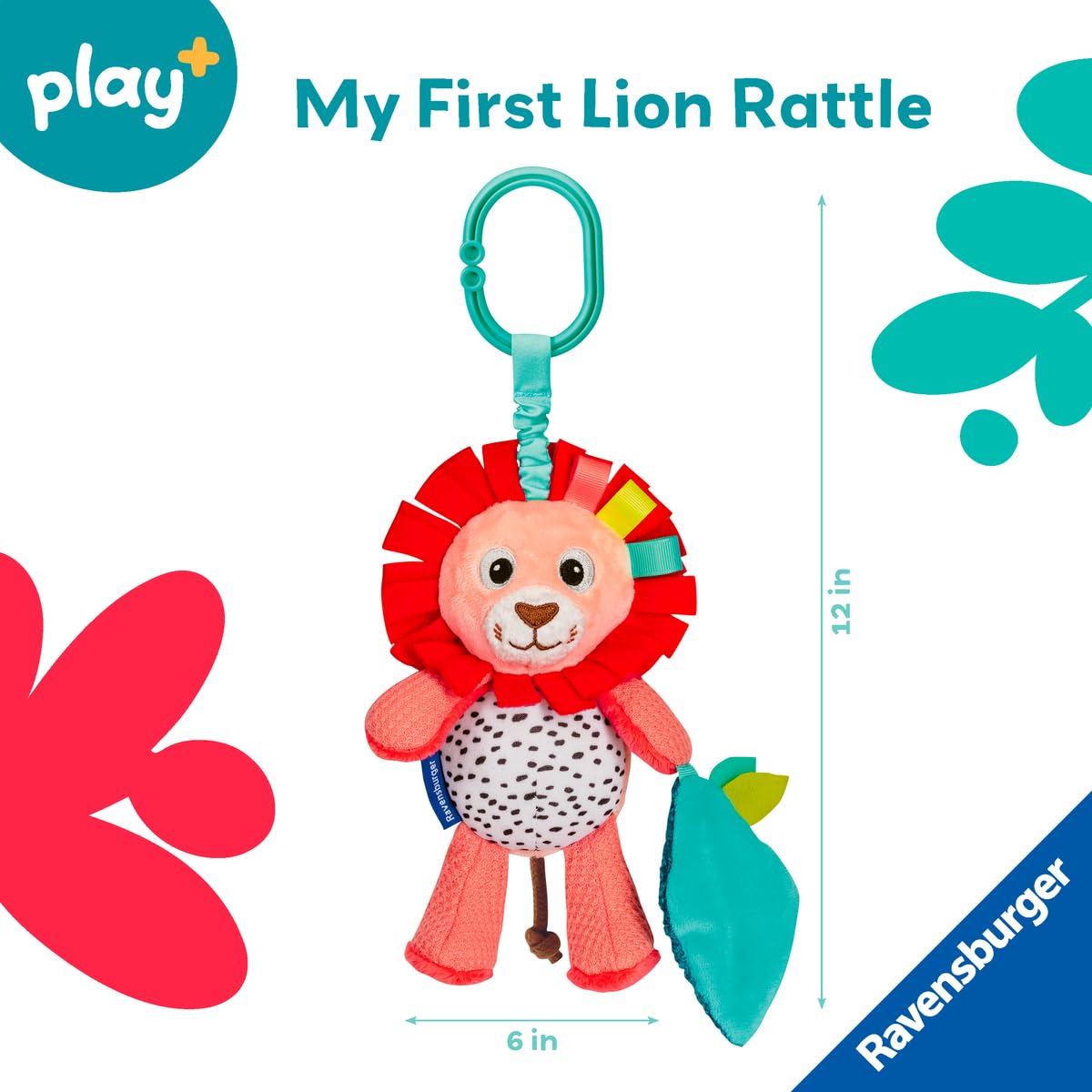 Ravensburger Play+ Shake & Rattle - Lion | Bright Colors & Rattle Sounds | Engages Auditory & Visual Skills | On-The-Go Play