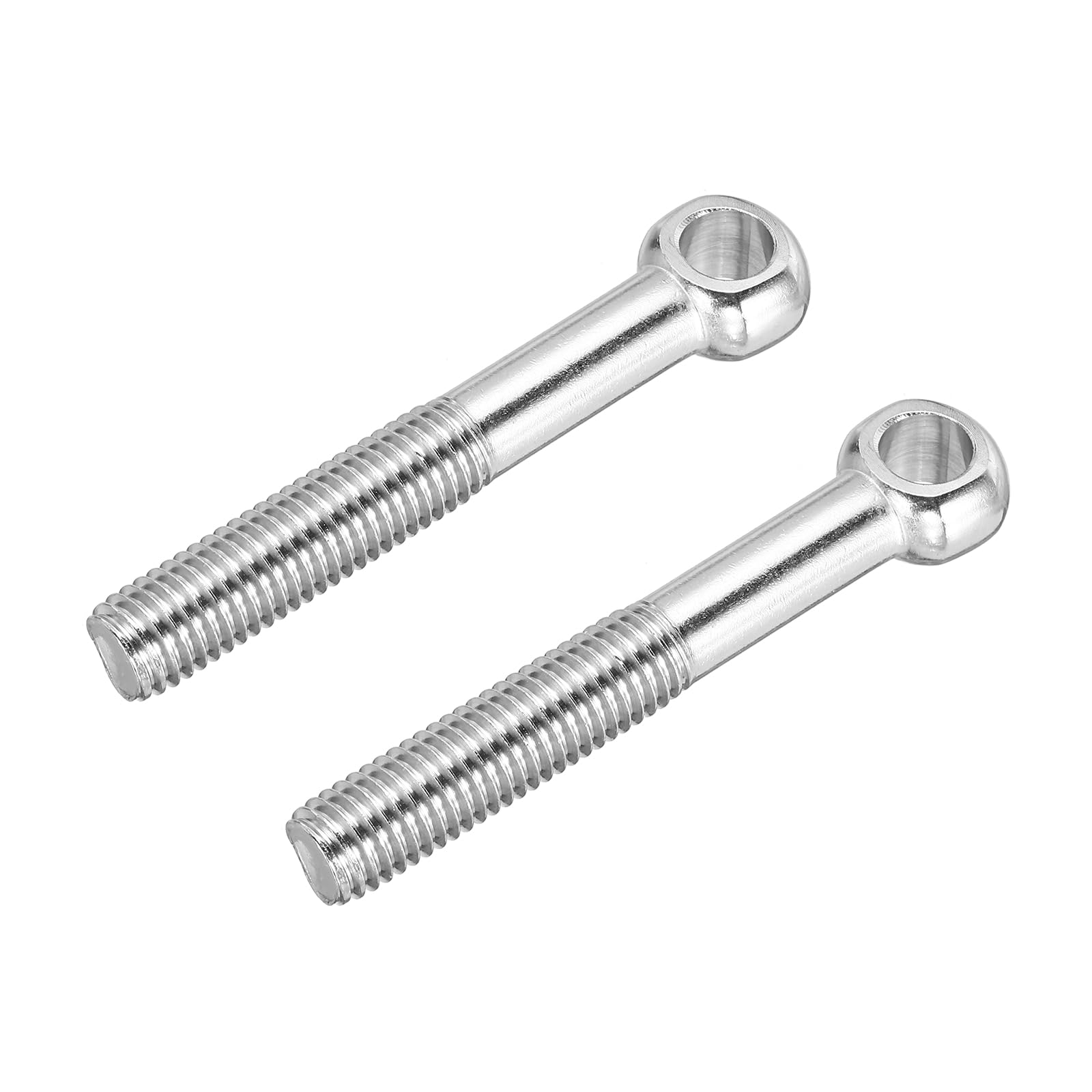 Defanex M12 x 80mm Shoulder Swing Lifting Eye Bolt, 2 Pcs 304 Stainless Steel Full Thread Machinery Fisheye Eye Hole Rigging Bolt for Home Renovation Pipeline Gate Valves, Silver — image 1