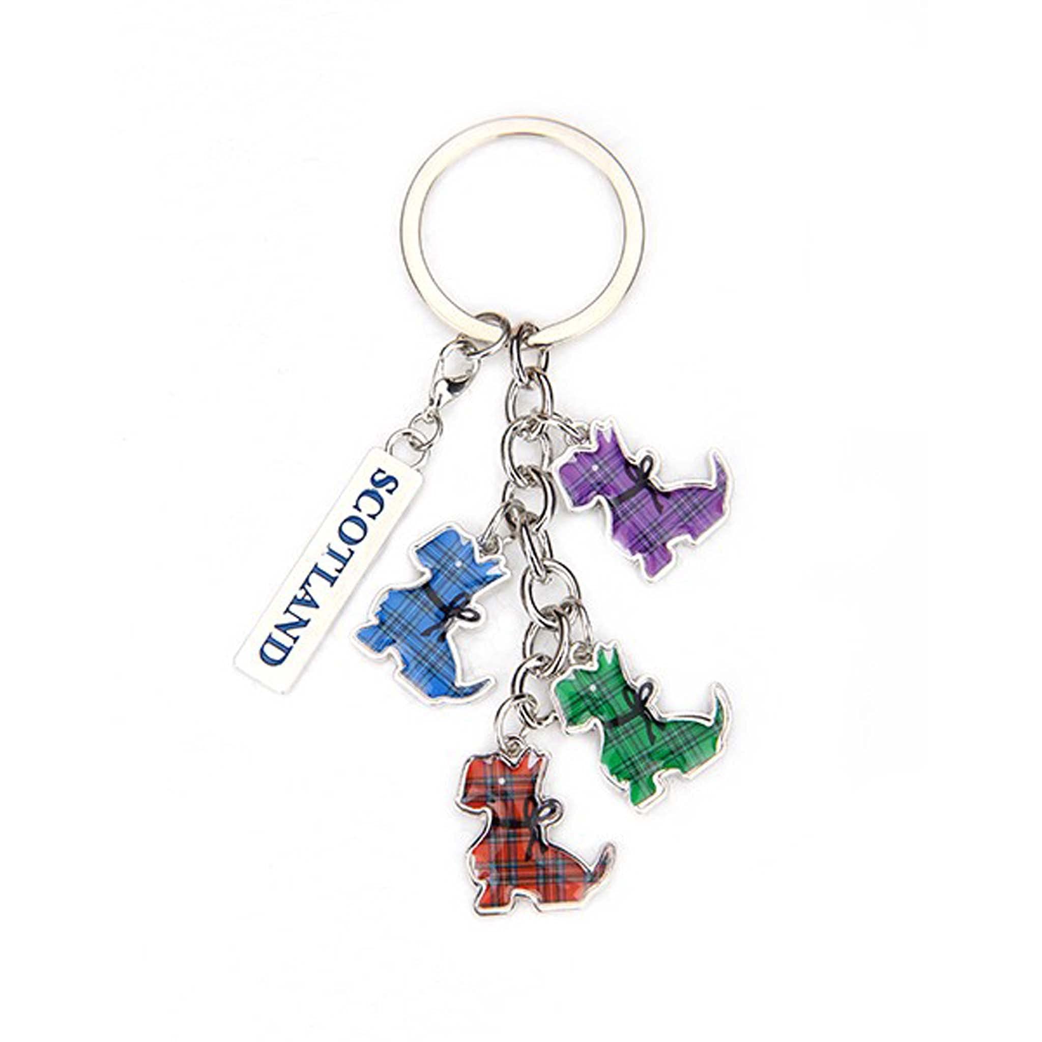 Scottish Saltire Multi Keyring Keychain Scotland Bag Charm (Tartan Scottie Dog)