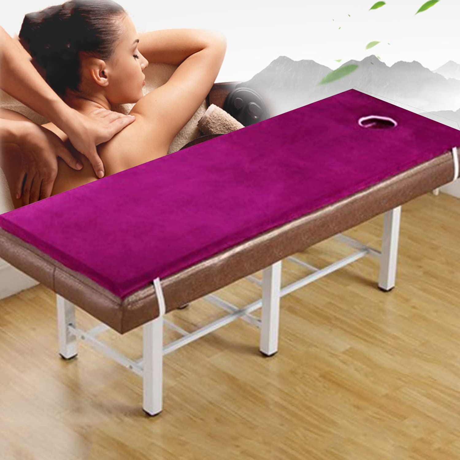 Beauty Salon Mattress with Removable Cover Massage Table Mattress Protector with Breath Hole Non-Slip Spa Bed Mattress Pad Plush Lash Bed Cushion Only (Without Bed),Purple 3cm,70x180cm