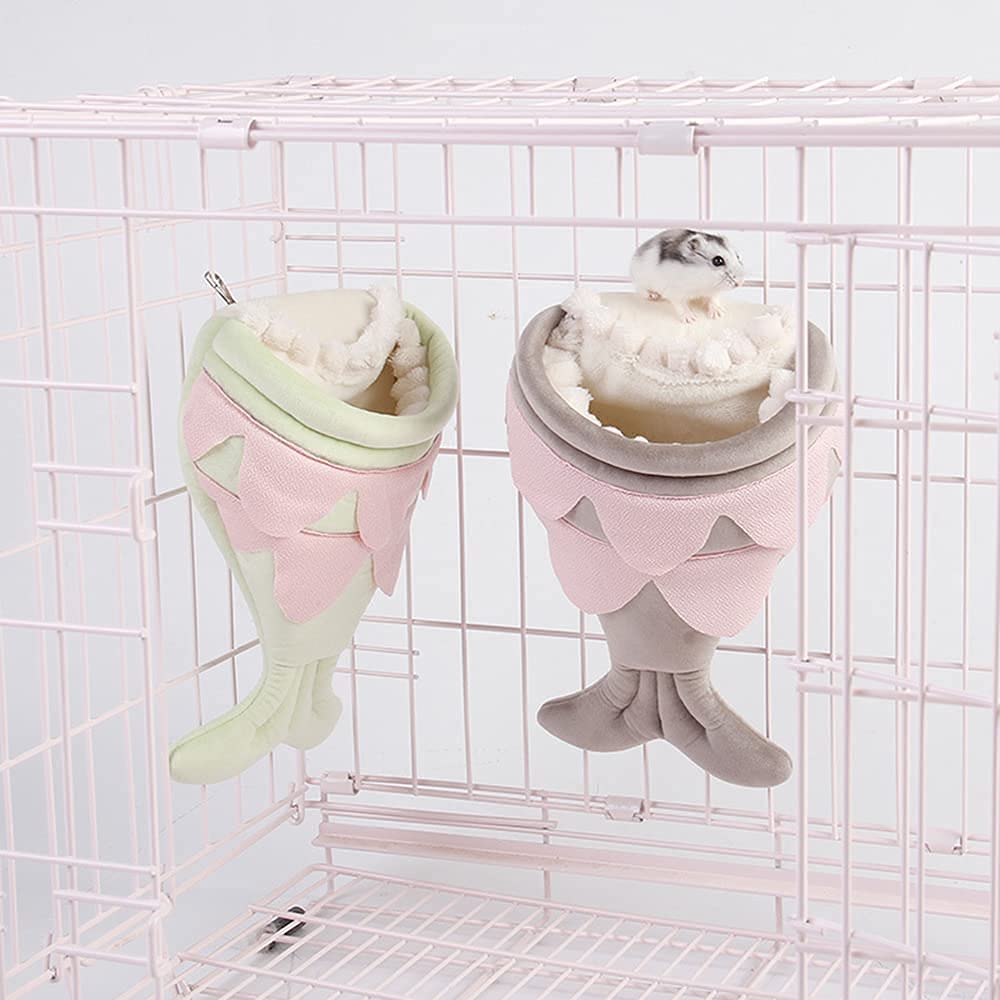 Nid Oiseau Cage Perruche Nid Canaris Nid de Mouche Nid d'hiver en Coton Chaud Petit nid d'animal de Compagnie Mini nid de Hamster de Poisson à Grande Bouche 809(Color:Gray)
