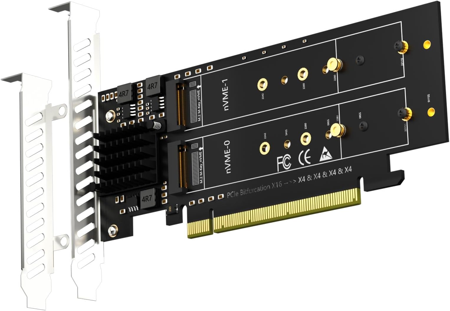 GLOTRENDS PA41 Quad M.2 NVMe to PCIe 4.0 X16 Adapter, Support 4 x M.2 NVMe SSD (22110/2280/2260/2242/2230), Without PCIe Splitter Function (PCIe Bifurcation Motherboard is Required)