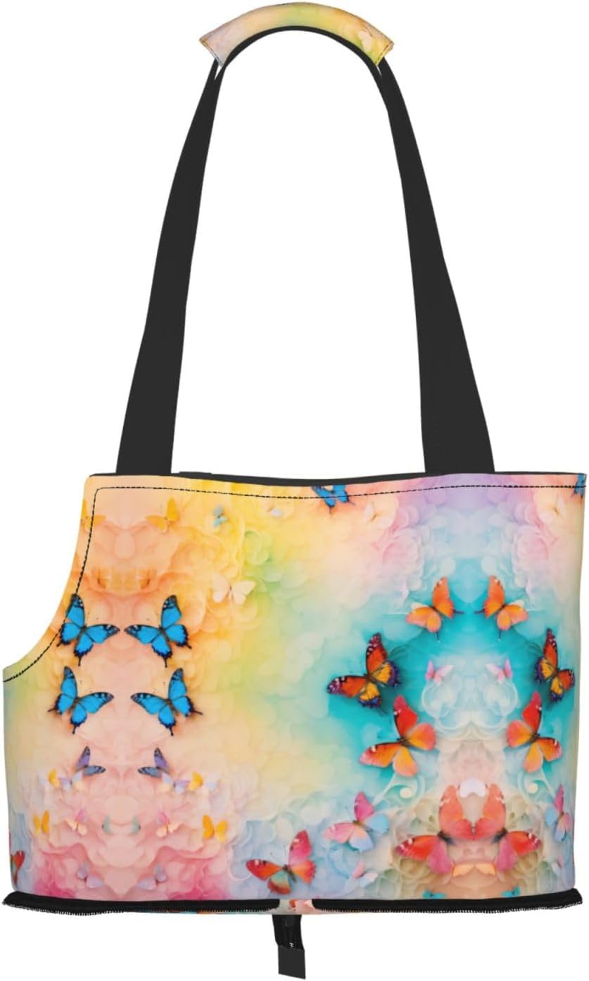 Butterfly Print Portable Foldable Shoulder Bag for Travel,with Collar Hook and Handle Pad,Cute Stylish Design