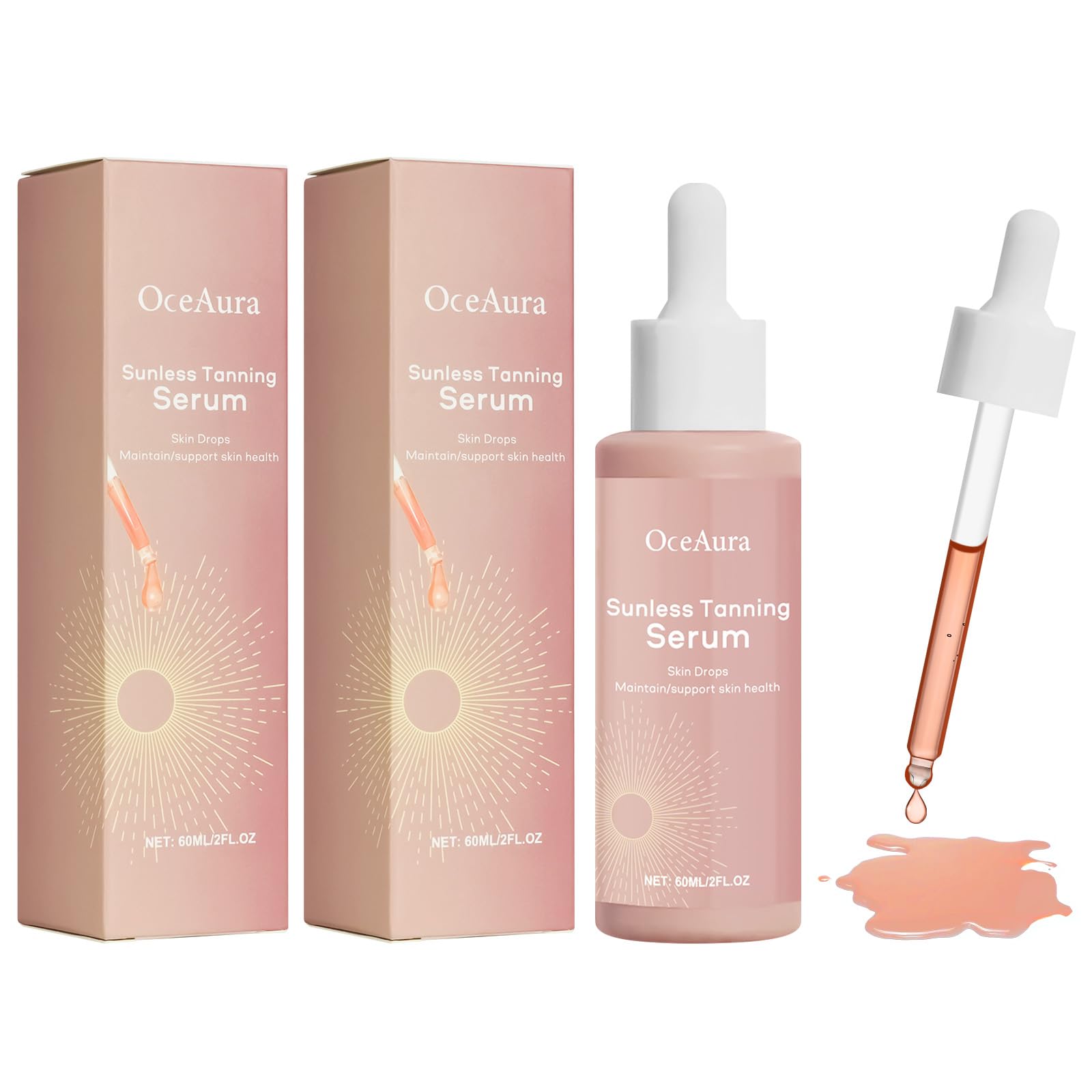 2PCS Tanning Drops, 2025 New Sunless Tanning Drops, No Sun Damage, Naturally Promote Melanin Production