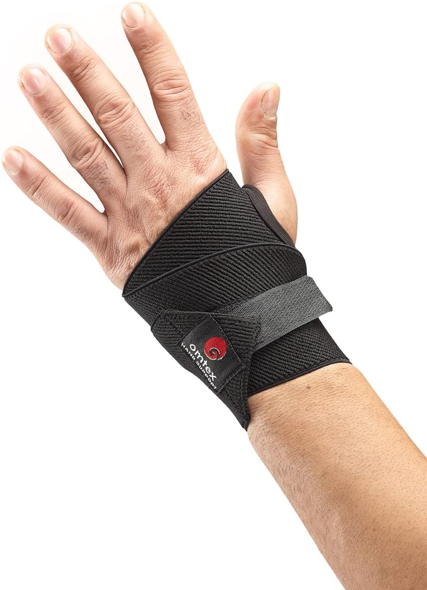 omtexomtex Elasticized-Fabric Hand or Thumb Support, Men's Free Size - Black (Pack of 2)