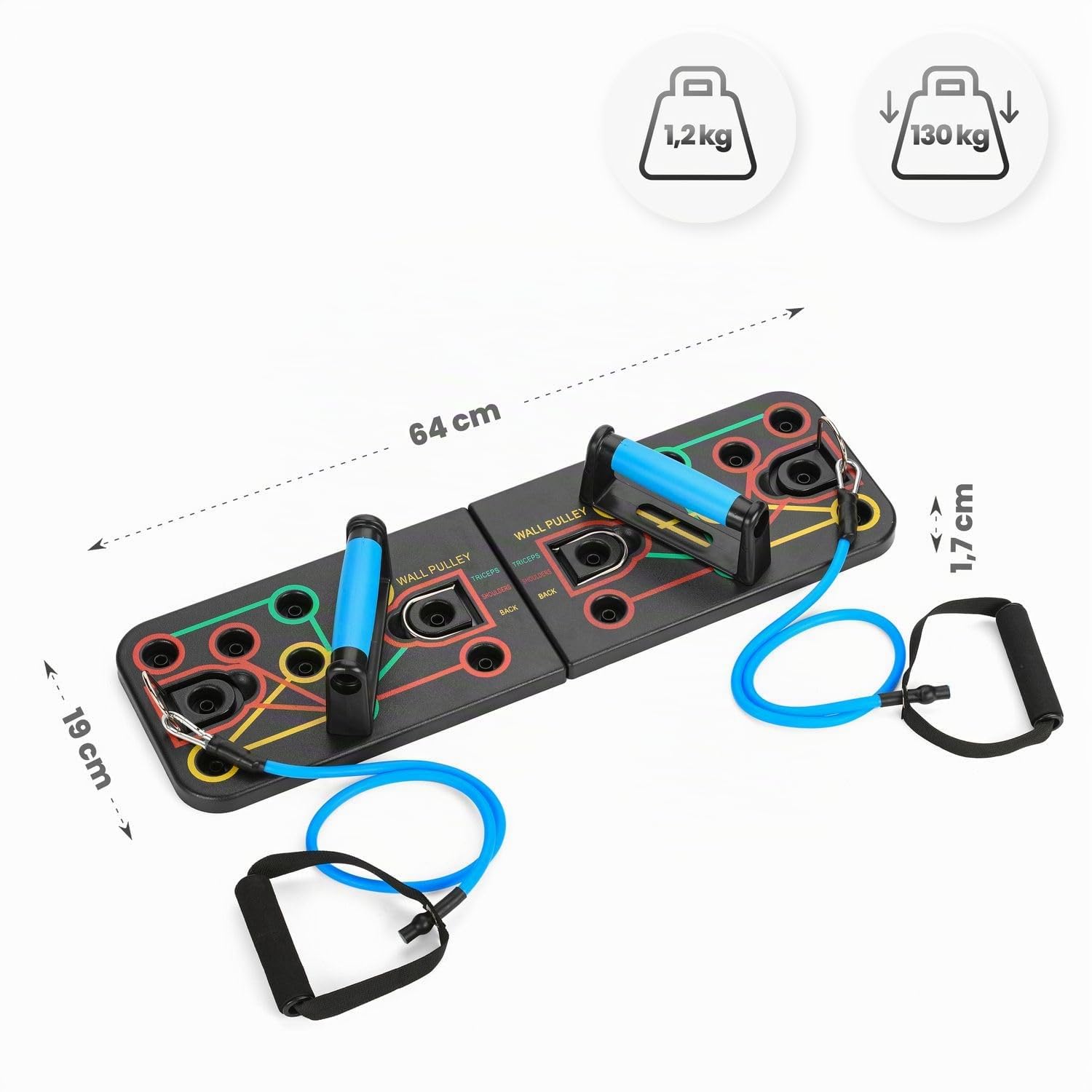 Gymtek Planche de pompes pliable - Planche de pompes avec poignées de pompes pour un entraînement complet du corps et des pompes efficaces - Planche de pompes multifonctionnelle - Équipement de