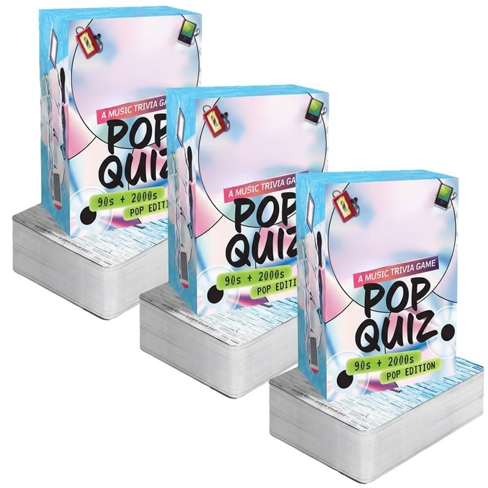 Lyrics Pop Quiz 90s & 2000s Edition Music Trivia Game,Finish The Lyrics Challenge Card Games for Adults, Fun Throwback Pop Culture Party Game, Nostalgic 90s 00s Music Games for Family & Friends(3pcs)