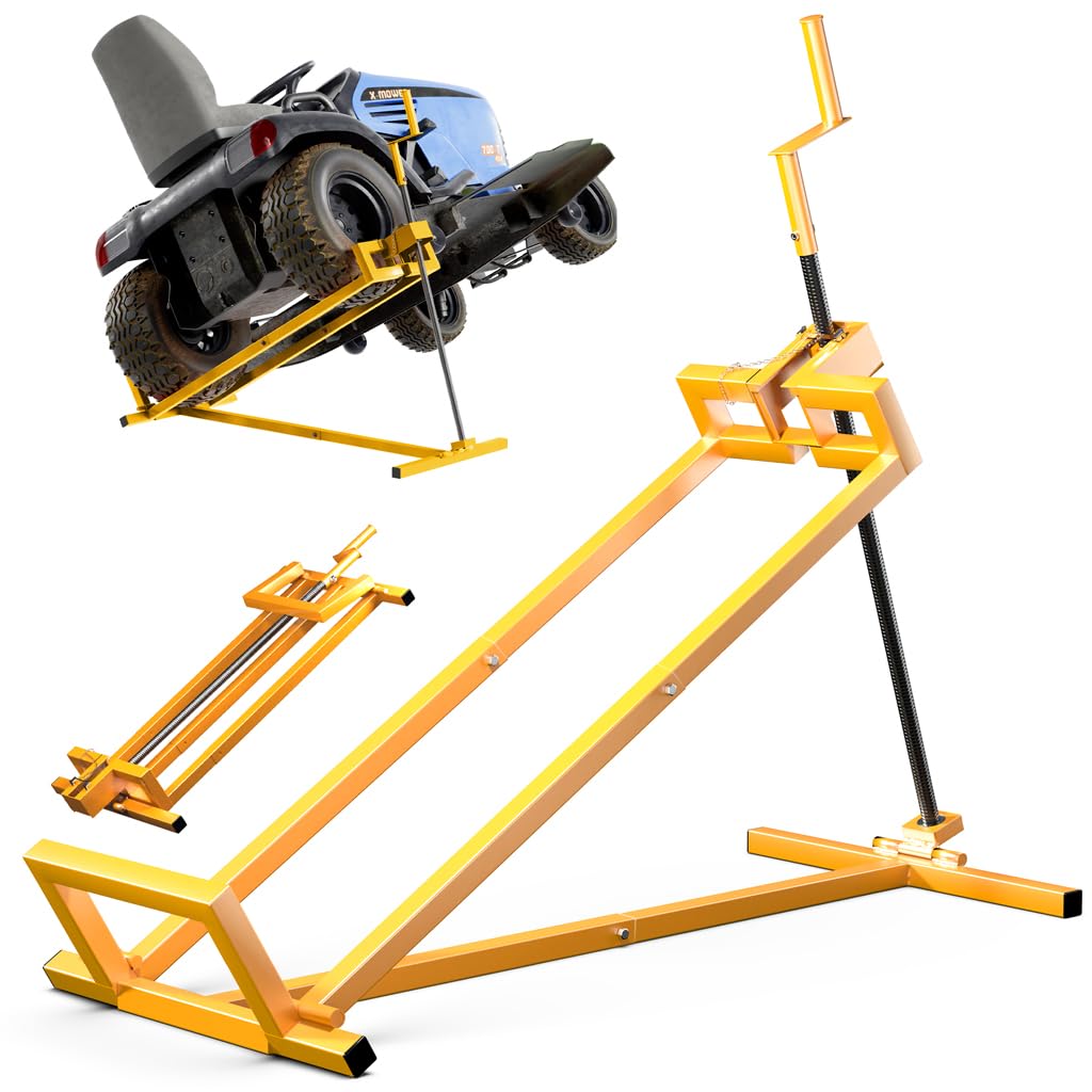 VOUNOT® Elevador para Tractor Cortacésped, Dispositivo de Elevación, 400 kg, Amarillo
