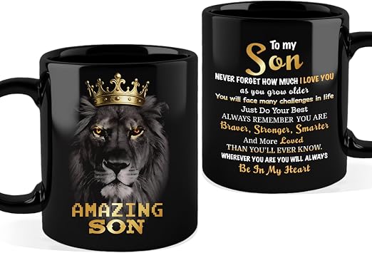 Birthday Fathers Day Graduation Gift for Son from Mom Dad, To My Son Gifts Black Mug 11oz, Gifts for Adult Grown Sons