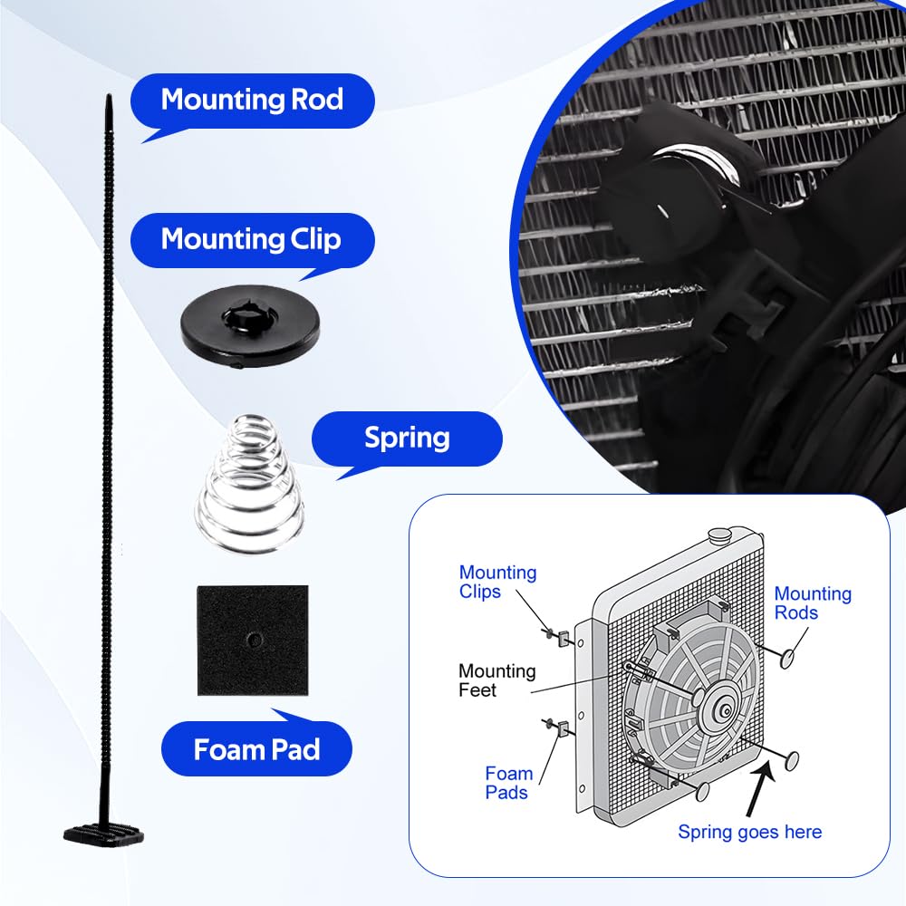 BARTOO 4 Set Car Fan Mounting Kit, Radiator Fan Zip Ties Clips Mounting Kit for Most Cars