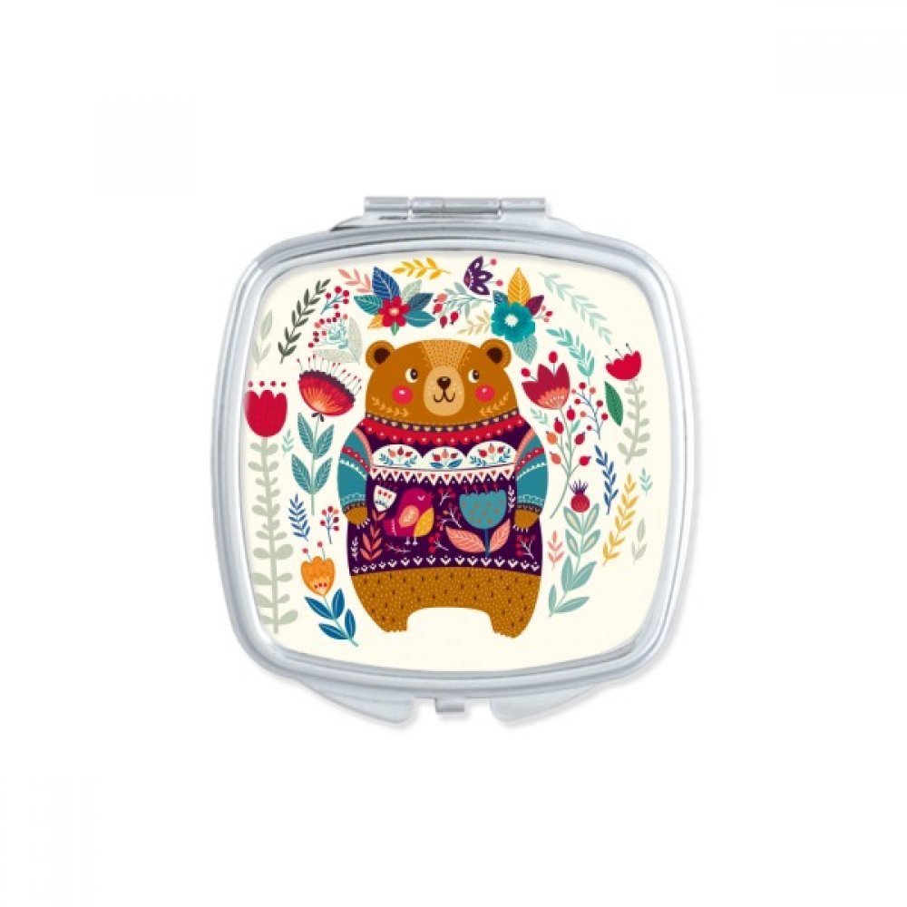 Miroir de poche de maquillage compact et mignon motif ours pour sac à main