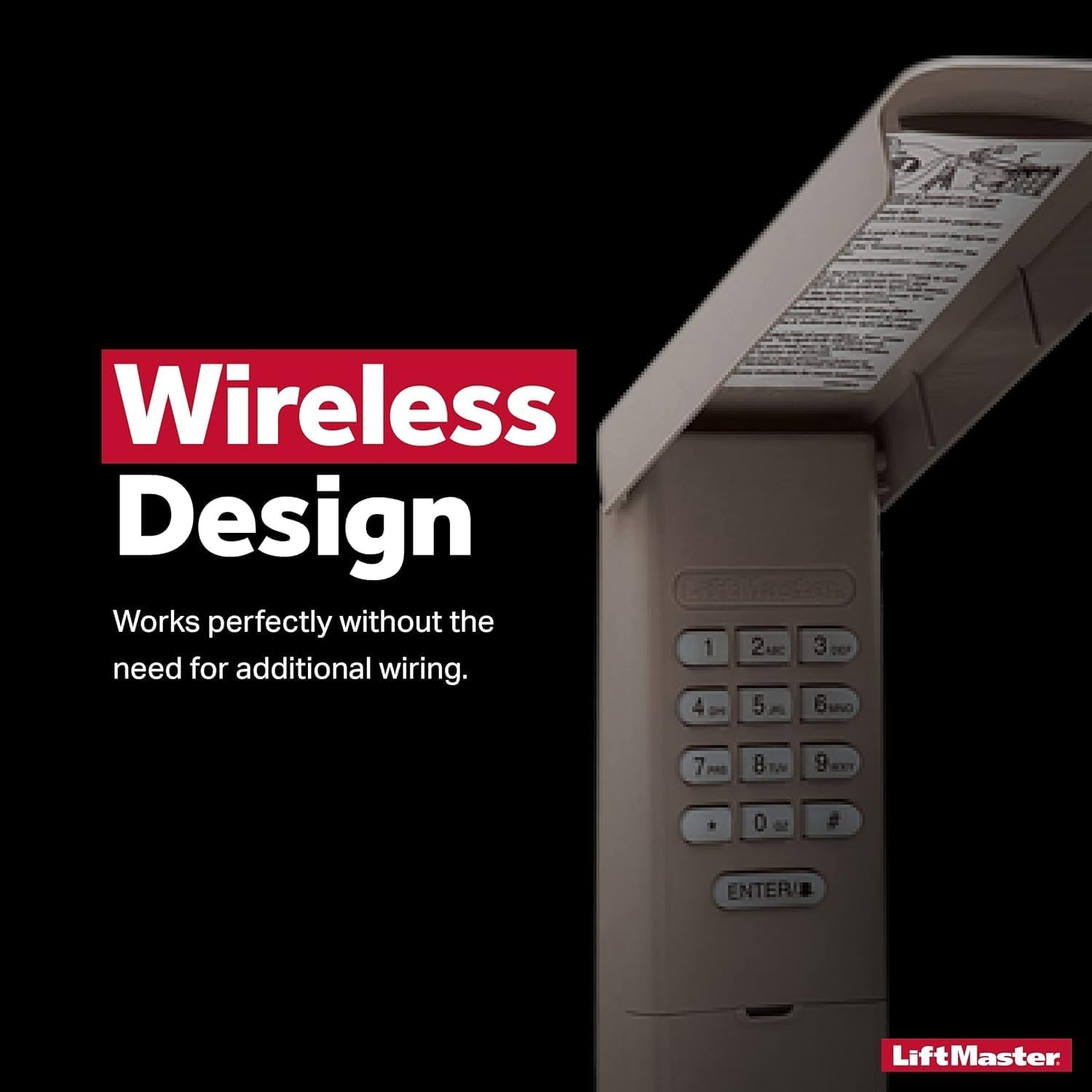 LiftMaster 877LM Wireless Keyless Entry Keypad with cover open