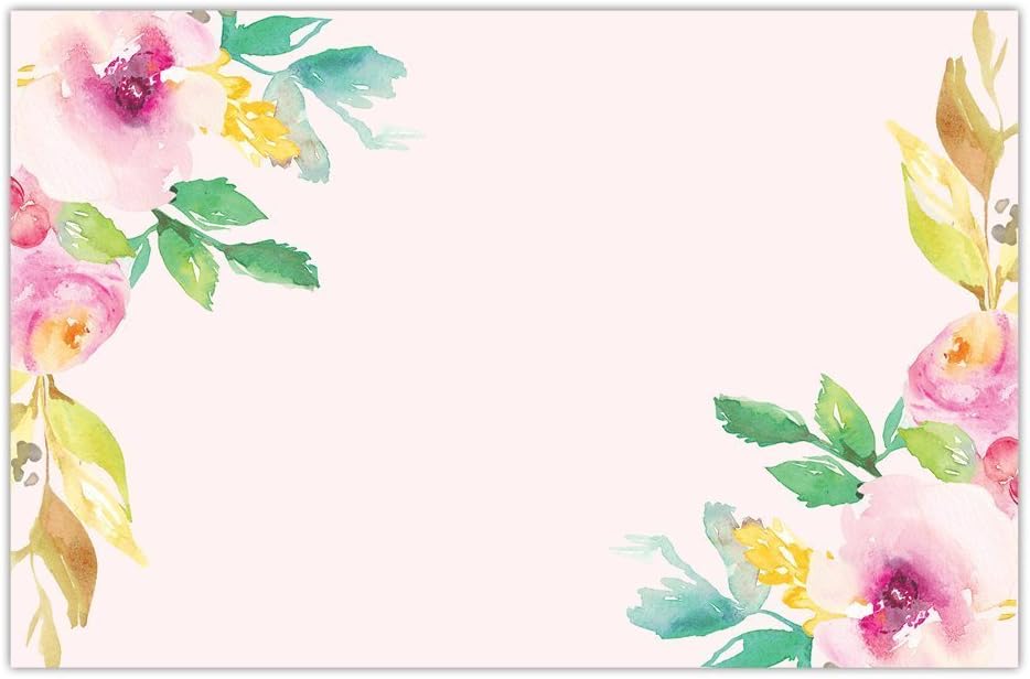 DB Party Studio Paper Placemats Floral 25 Pack Pink Watercolor Disposable Place Mats For Parties Bridal Baby Shower Birthday Event Party Decor Kitchen Table Setting Decoration 17" x 11" Placemat Set