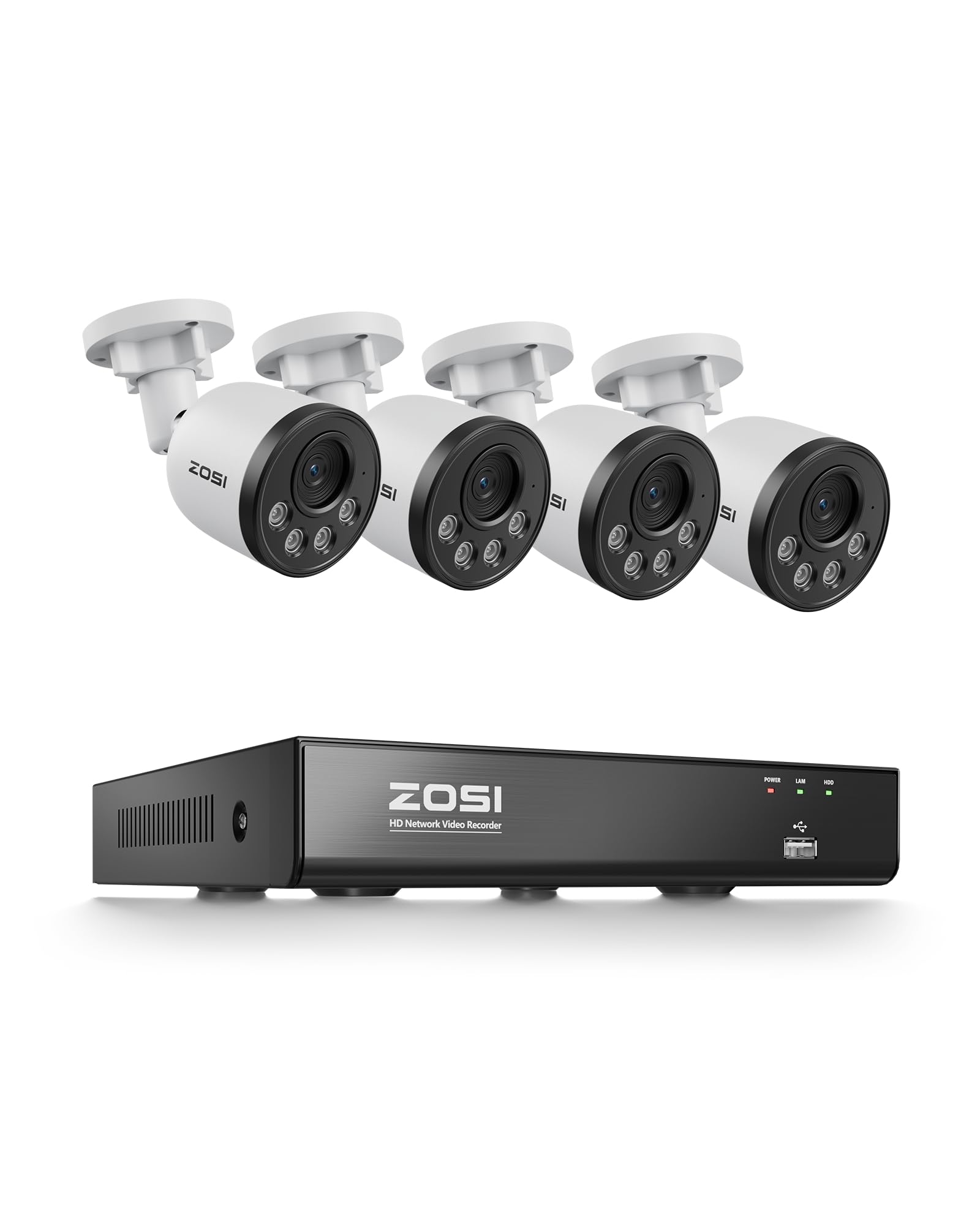 ZOSI 4K 8CH - Kit di videosorveglianza PoE per esterni, telecamera IP PoE 8MP con 8 CH 8 MP NVR, rilevamento di persona, allarme istantaneo, accesso remoto, visione notturna e registrazione 24/7