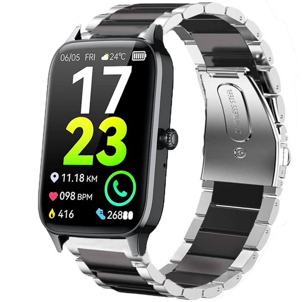 Lamshaw Compatible with Dyurwa P97 Smart Watch Band, Quick Release Stainless Steel Metal Replacement Strap Bracelet Compatible for Soudorv P97, Dyurwa