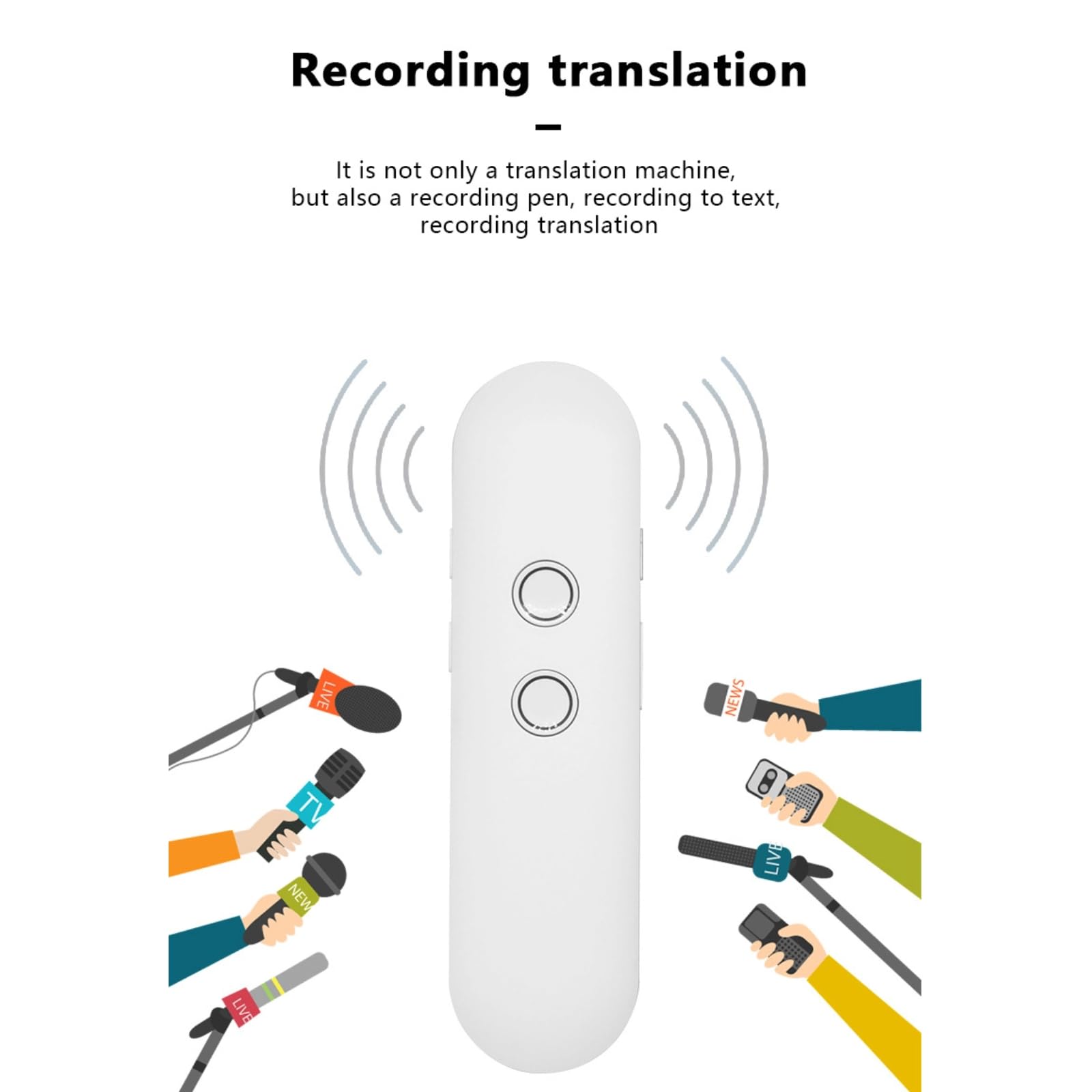 Traduttore Vocale AI Intelligente 144 Lingue, Traduzione Istantanea Bidirezionale, Portatile per Viaggi, Lavoro, Apprendimento (WHITE)
