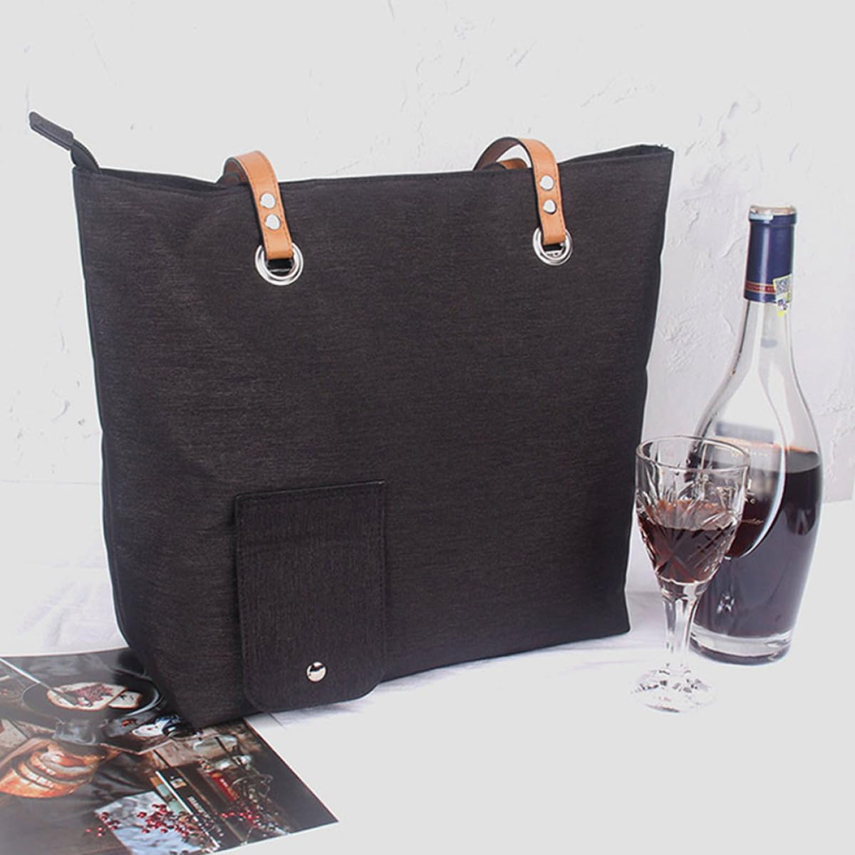 Paquet de Rangement à Vin Isotherme Noir en Tissu Oxford pour Bouteille