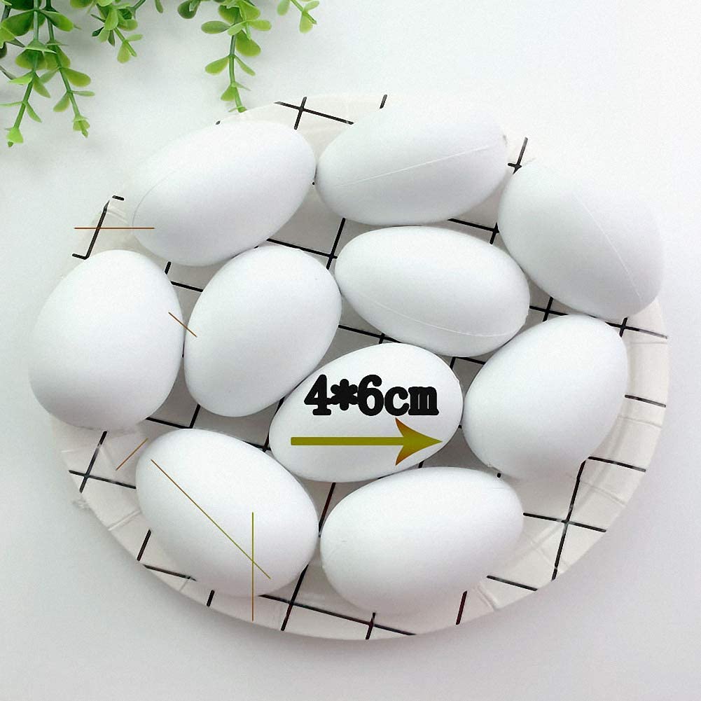 50pcs 2.5in Easter Eggs Filled Plastic Surprise Eggs Kids Toys Easter Stuffers for Easter Party Hunt Kids Gifts White