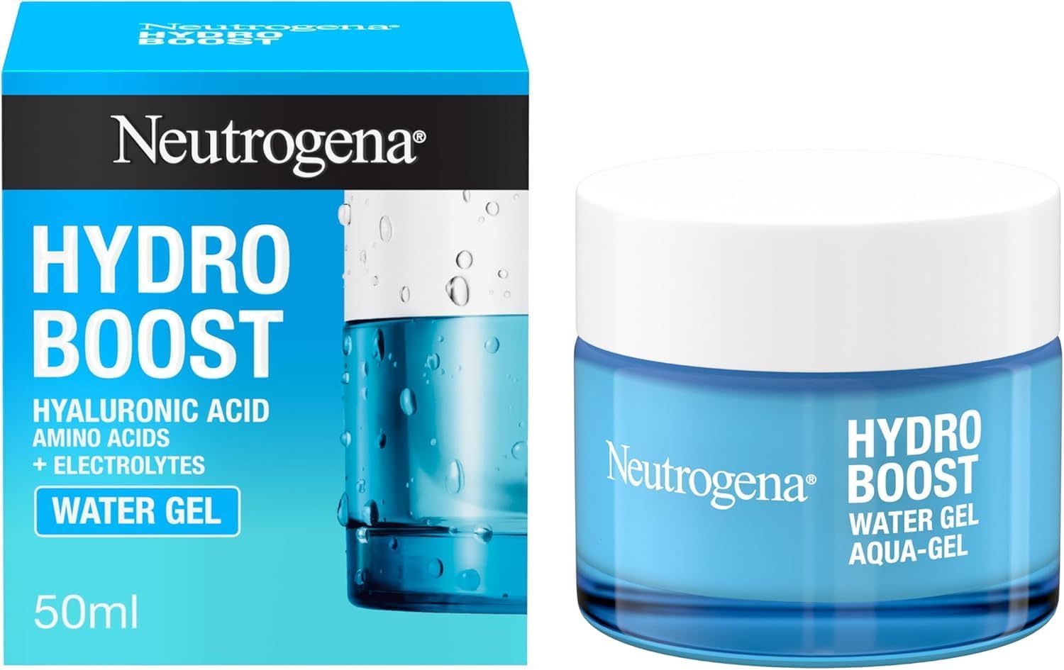 Hydro Boost Water Gel (1x 50ml), Oil-Free Face Cream with Hyaluronic Acid, Amino Acids and Electrolytes, Lightweight Face Care with 72 Hour Hydration, For Acne-Prone and Sensitive Skin