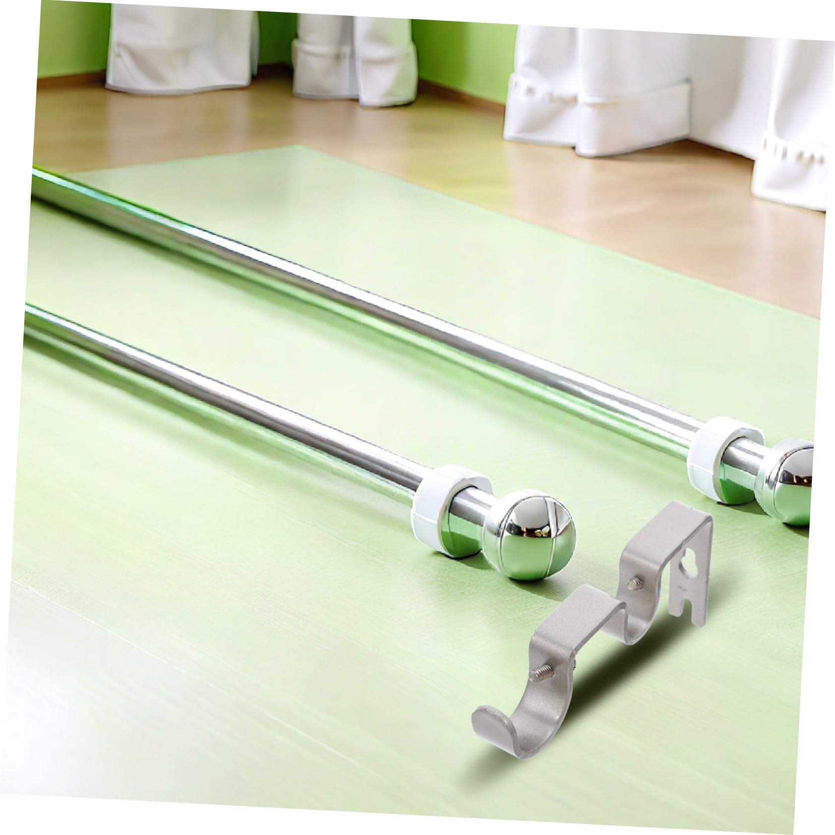 Support de Tringle à Rideaux Argenté en Fer, Lot de 6