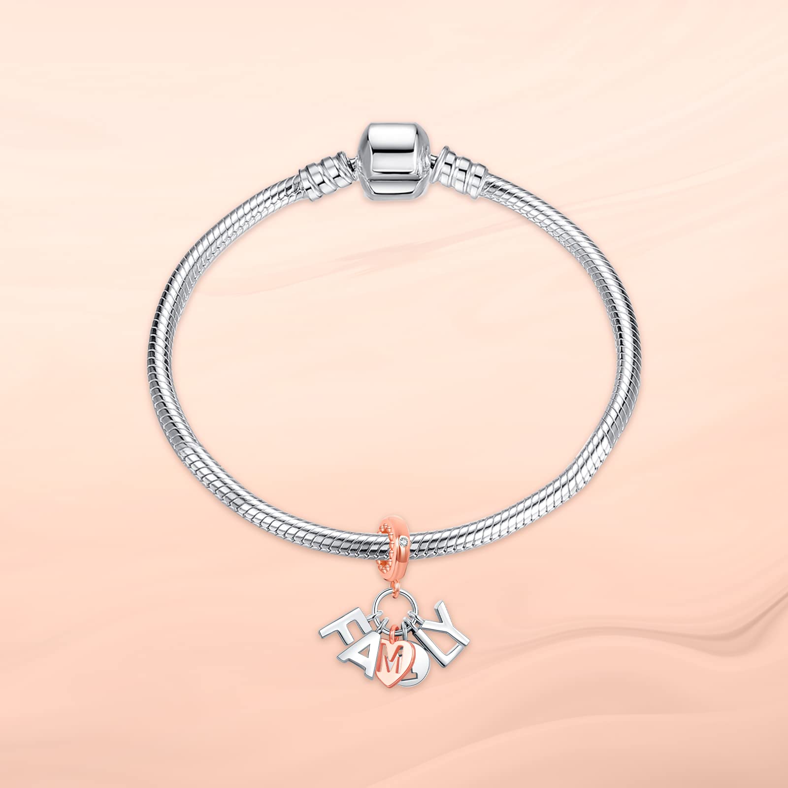 Annmors Charms Family Bead Charm Donna Argento Ciondolo a Forma di, in Argento Sterling 925, Compatibile con Braccialetti e Collane Europei