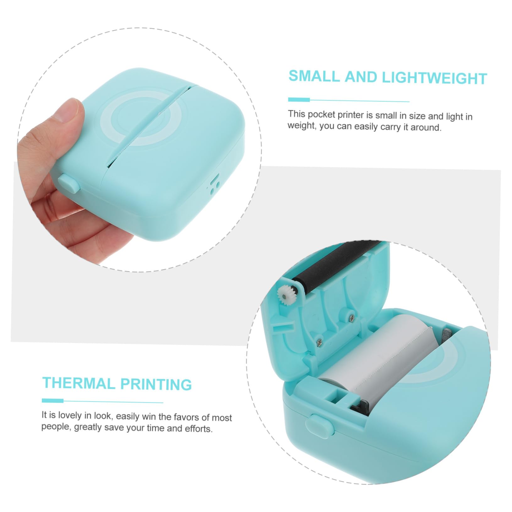 MAGICLULU Stampante Termica Portatile senza Inchiostro Stampante Wireless Compatibile con Carta per Etichette Foto Promemoria Appunti