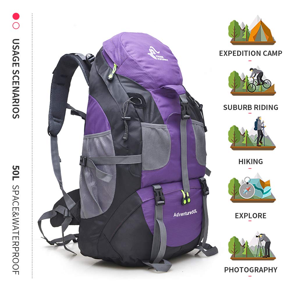 50L Waterproof Ultra Lightweight Hiking Backpack,Frameless,Outdoor Sport Daypack Travel Bag for Climbing Camping Touring Mountaineering Fishing