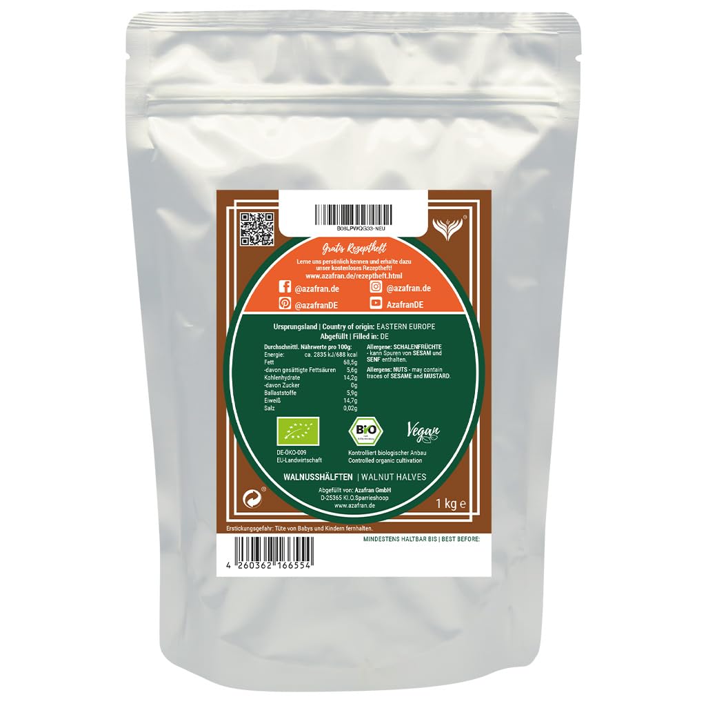 Azafran BIO Walnüsse - Walnusshälften geschält 3kg