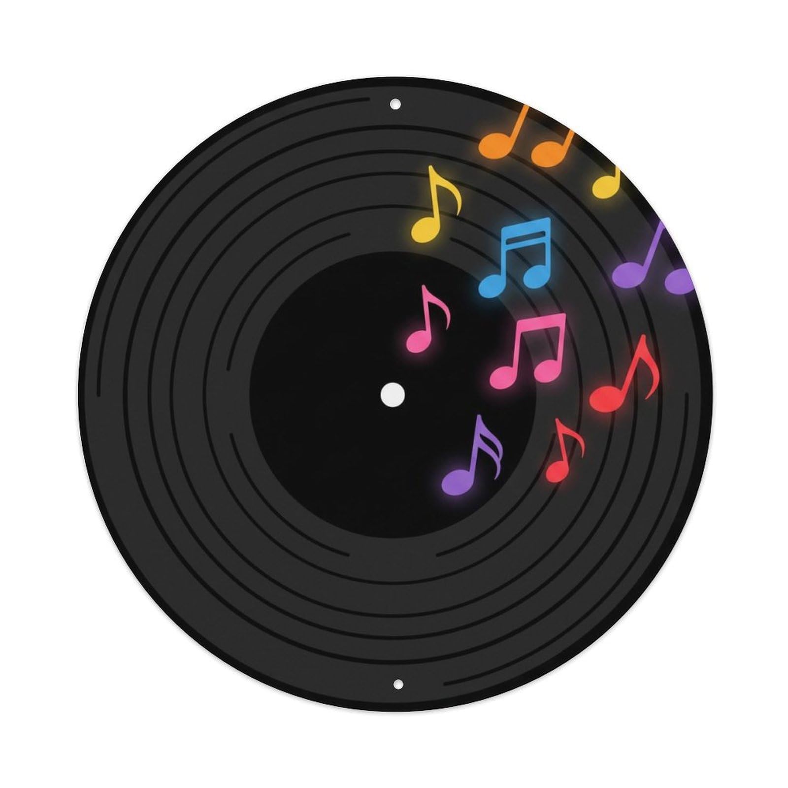 Colorful Music Vinyl Records Floating Color Notes Metal Tin Sign