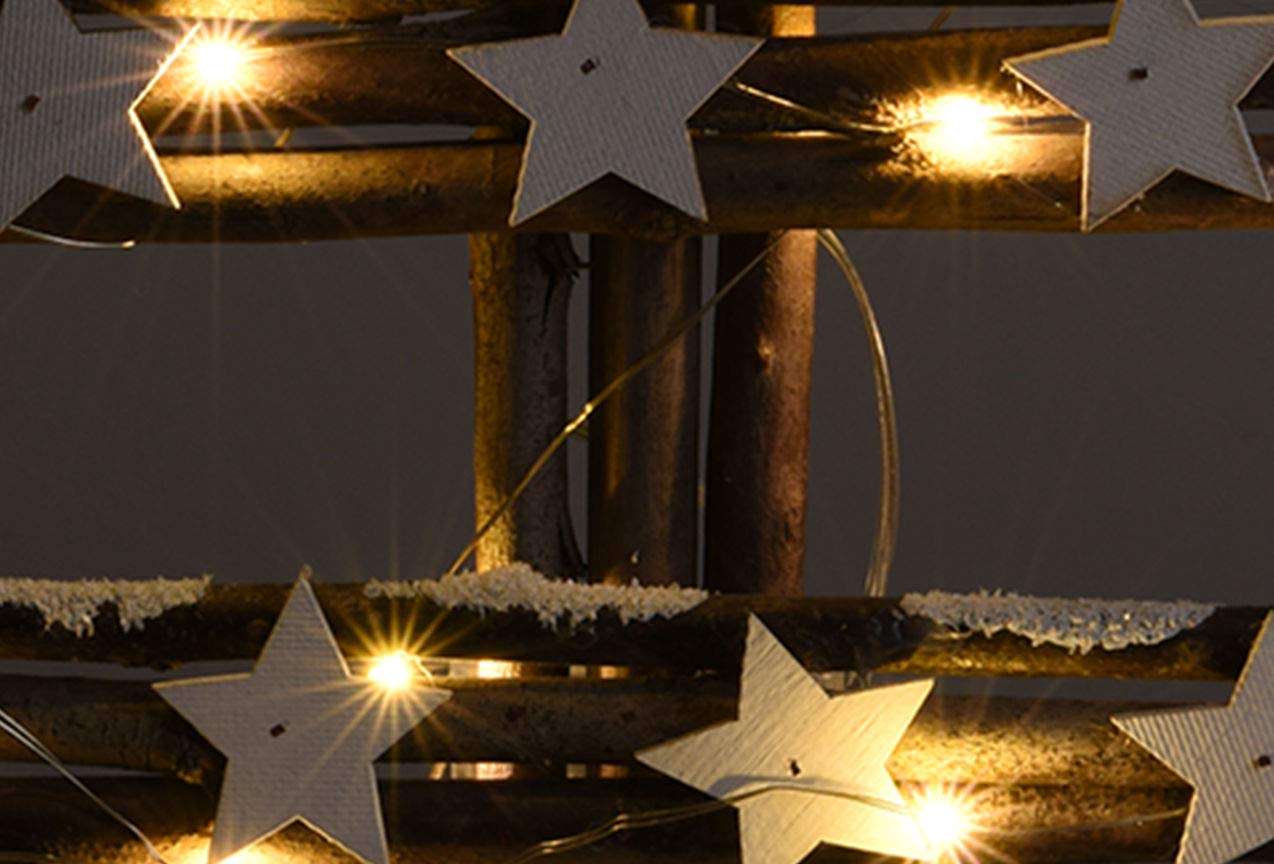 LED Weihnachtsbaum Aus Holz – 60 Cm, 30 Warmweiße LEDs, Batteriebetrieben
