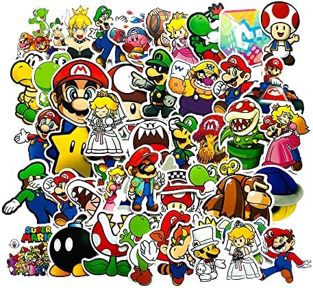 50Pcs Mario Stickers Accessories for Girls Kids Teens, Autohomily Waterproof for Phone Laptop Water Bottle Skateboard Luggage Car Bumper Diary Book Scrapbooks, Personalized Decorations Sticker (Mali)