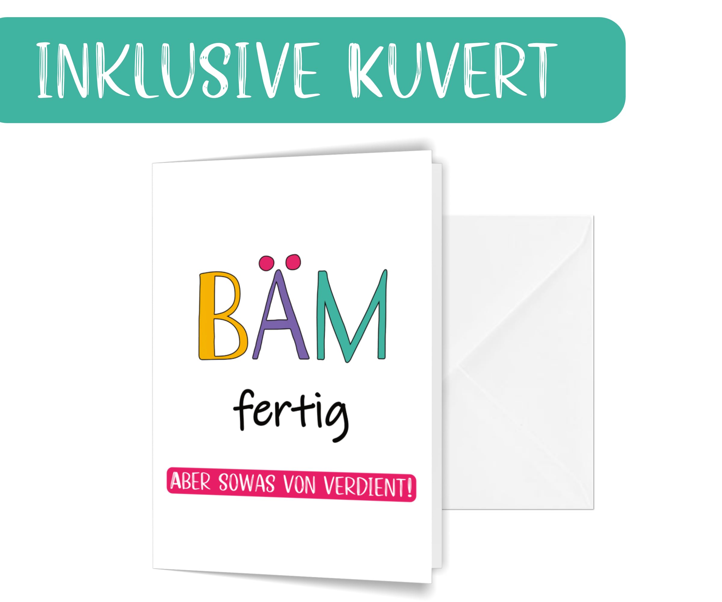 Glückwunschkarte 'Prüfung Bestanden' – Mehrfarbig, 13,7 X 21 Cm, Mit Umschlag, Innen: 'Congratulations, Well Done'