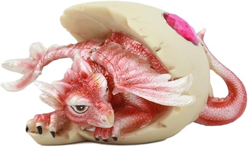 Miniatura 3 de Ebros Piedra natal de julio Estatua de huevo de dragón rosa rubí gema cumpleaños dragón cría figura coleccionista de fantasía