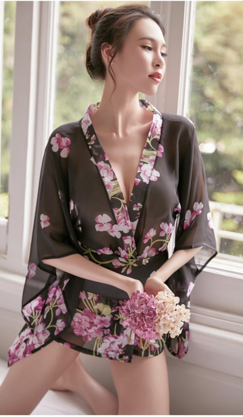 Women's Japanese Kimono Sexy Traditional Robe Lingerie Yukata Ladies Costumes Pajamas